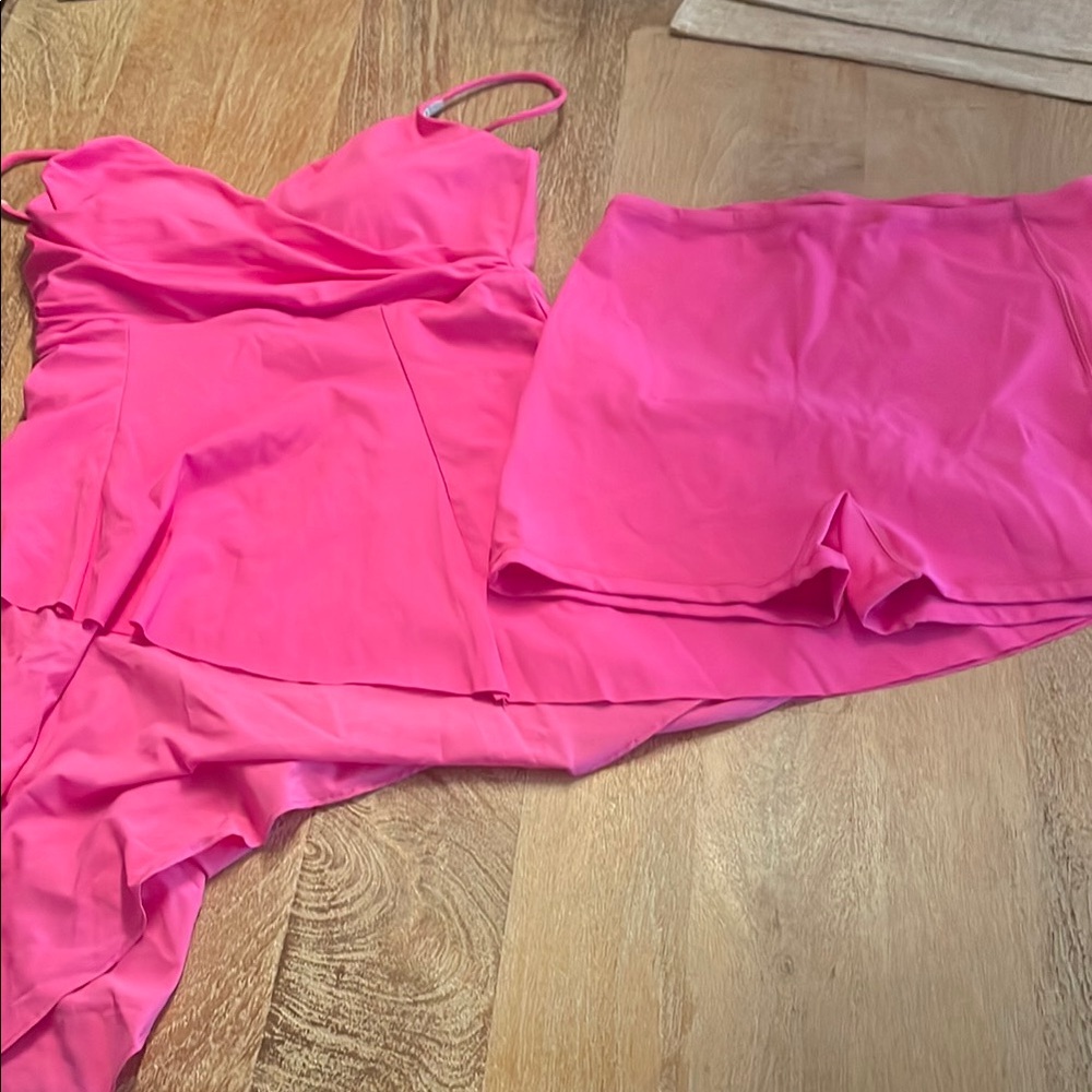 NWT HALARA Bubblegum Pink Asymmetrical Dress WITH SHORTS - Picture 10 of 10